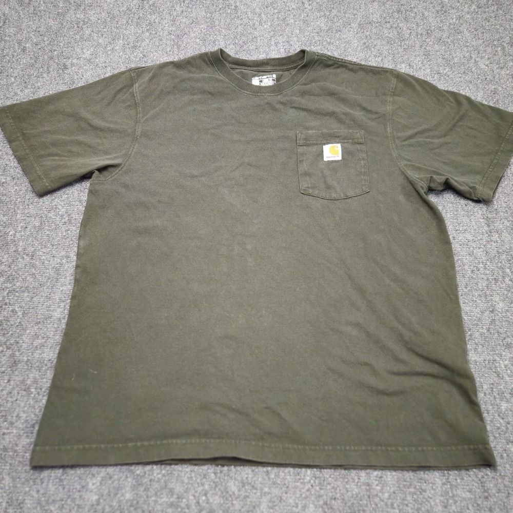 Carhartt Pocket TShirt Mens Large Green K87‎ Loose Fit Cotton Workwear Tee